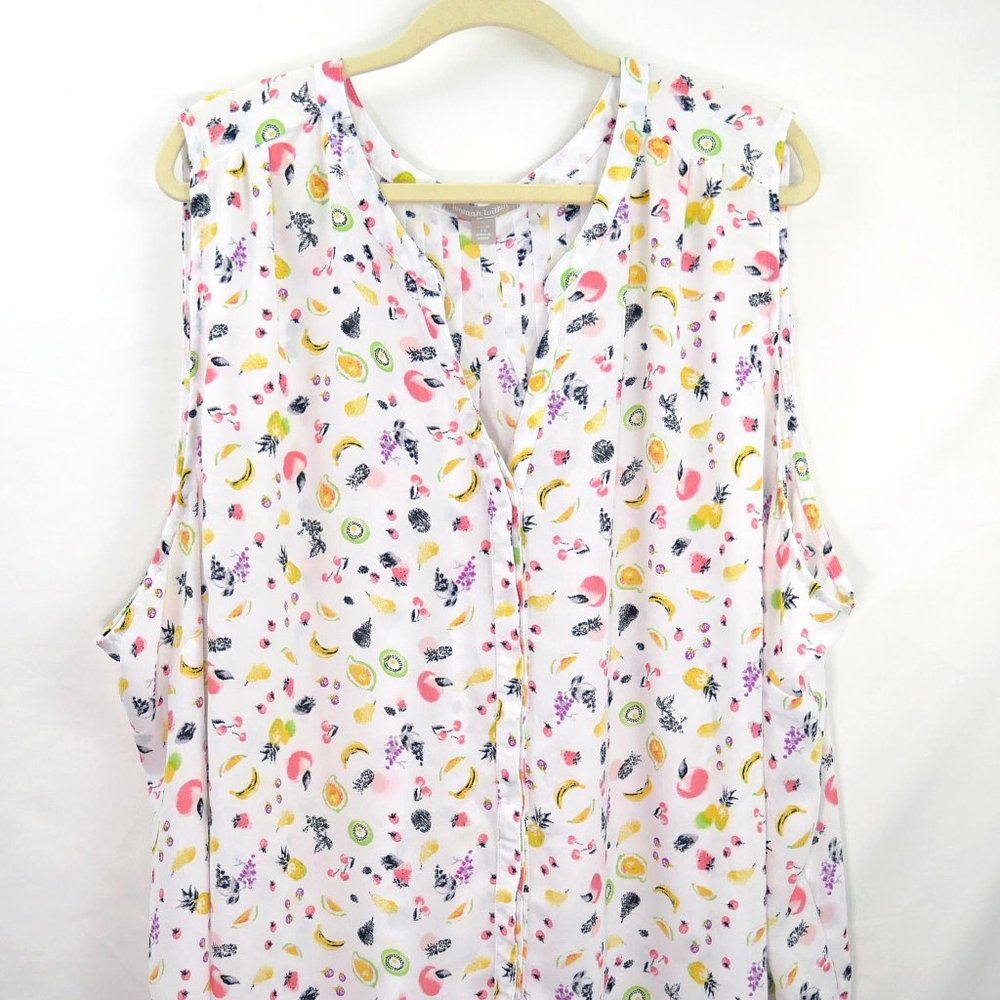 Woman Within Button Down Fruit Shirt 34/36, 4x